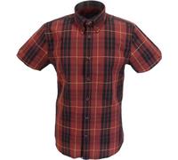 Tootal Slim Fit Oxblood Stitch Check Cotton Shirt (UK, Alpha, XL, Regular, Regular) Black