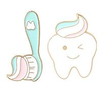 Tooth and Toothbrush Brooches Pin Dental Badges Lapel Brooches Cute Teeth Jewelry Gift for Nurse Dentist