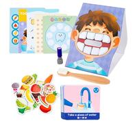 Tooth Brushing Game Kids,Child Oral Hygiene Educational Toy,Fine Motor Skill Game, Teeth Model Toothbrush Set,Kids Tooth Brushing Educational Card Educational Game for Boys and Girls