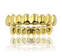 Tooth Cap Gap Grill for Men - Diamond 14K Gold/Silver Plated Iced Out Single Teeth Grill for Hip Hop Rapper Costume, 16mm, Metal, No Gemstones