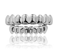 Tooth Cap Gap Grillz for Men - Diamond 14K Gold/Silver Plated Iced Out Single Tooth Grills for Hip Hop Rapper Costume 16mm Metal No Gemstone