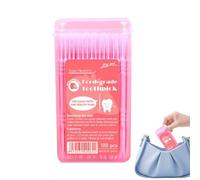 Tooth Care Picks, 100 Pieces Double-Head Fruit Flavoured Toothpicks with Stain Remover, Interdental Cleaner, Portable Orral Hygiene Tools for Women Men Teens Adults Seniors - Ideal for Home, Office