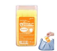 Tooth Cleaning Picks, 2-Tip Tooth Cleaning Toothpicks with Flavour, Pack of 100 Refreshing Stain Remover with Soft Bristles for Men, Teenagers, Women, Adults, Seniors, School, Kitchen
