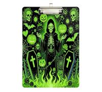 Tooth clipboard Happy Face Doodle Flames Halloween Waterproof for Teacher Nursing Size 9 x 12.5 Tablas para escribir