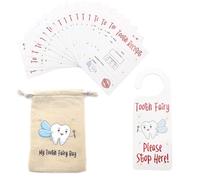 Tooth Fairy Bag Set with 20 A7 Size Tooth Fairy Certificate Cards and 1 x Door Hanger The Tooth Fairy Gift