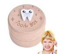 Tooth Fairy Box, Wood Tooth Saver Container, Hair Keepsake Box for Boys Girls Baby Nursery Birthday Mother Father Collectible Memorial Decor