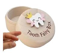 Tooth Fairy Box - Wooden Finish, Lost Teeth Storage | Staver Welder Cute Carved Boxes Keepsake Container with Tweezers Birthday Shower Gift REPERSAKE
