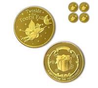 Tooth Fairy Coins [4 pcs] Classic Tooth Fairy Golden Coins, Keepsake for Lost Tooth Kids