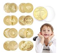 Tooth Fairy Coins, Tianher 16 Pieces Gold Tooth Fairy Coin Gifts Girls Boys Commemorative Coins with Different Patterns for Lost Tooth Children Gifts Souvenir