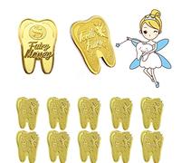 Tooth Fairy Coins, YOUYA DENTAL 10PCS Lost Teeth Reward Commemorative Coin Dental Tooth Fairy Golden Plated Metal Coin Kids Teeth Change Souvenir Christmas Dentistry Dentist Gifts for Lost Tooth Kids
