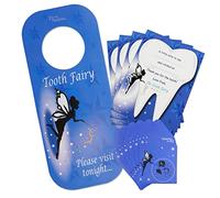 Tooth Fairy Gift Set ~ 8 Envelopes, 4 Certificates & 1 Door Hanger (Blue)