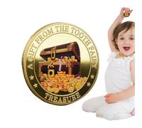 Tooth Fairy Gold Coin, Lost Teeth Reward Commemorative Coin, Funny Keepsake Souvenir for Boys Girls Display Kids Pretend Play Bedtime Ritual