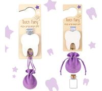 Tooth Fairy Kit,Tooth Fairy Bag,Toothfairy Pouch,Tooth Immortal Gate Hanger,Tooth Fairy Bag Set,Tooth Fairy Baby Teeth Keepsake,Boys Girls Lost Milk Teeth Pickup Pouch for Kindergarten Home Use,purpl