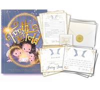 Tooth Fairy Kit - Tooth Fairy Book and 5 Virtue Themed Letter Poems Set, 5 Envelopes and Seals, 5 Teeth Receipts, 5 Customizable Certificates and 1 Toothholder,