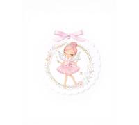 Tooth Fairy Medal, Acrylic, Round Scalloped Shape, Pink Fairy with Magic Wand Design, Children's Keepsake