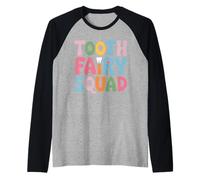 Tooth Fairy Squad Pastel Letters Kids Dental Dentist Raglan Baseball Tee