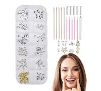 Tooth Gem Kit - 5.12 x 1.97 x 0.47 Inches | Tooth Drill Tools And Heart Decorations | Complete Rhinestone Craft Set For Professionals Teeth Teeth Gem Kit Art DIY Projects