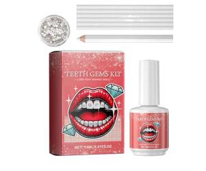 Tooth Gem Kit - Decorative Tooth Glue Set | Colourful Gems Teeth Set | Tooths Gem Sets with Glue | Diamond Crystal Tooths Jewelry for Smile Decoration, Party, and Creative Art