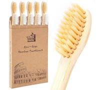 Tooth HaHa Bamboo Toothbrushes, BPA-Free Soft Bristles Toothbrushes, Eco-Friendly Natural Organic Wooden Toothbrushes, 10-Count Toothbrush Travel Set, Biodegradable & Compostable Charcoal Toothbrushes