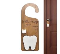 Tooth Holder Door Hanger, Wooden Storage Container with Coin Slot - Decorative Box Collectible Hanger for Girls Children's Room Door
