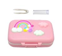 Tooth Holder for Kids Keepsake -Soft Silicone Rainbow Baby Milk Teeth Box with Small Tweezers, fetal Hair bDeciduous Tooth Box for 20 Shed Teeth, Rainbow Box with Tweezers, Lanugo Bottle, Cotton Ball