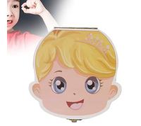 Tooth Keepsake Box, Baby Wooden Tooth Box Individual Holes Primary Teeth Organizer English Kids Keepsake Box (Girl)