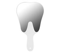 Tooth Mirror, Tooth Shaped Handheld Mirror Teeth Inspection Mirror with Plastic Handle, Oral Hygiene Inspection Mouth Mirror Tooth Accessory for Home Tooth Oral Clinic(White)
