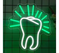 Tooth Neon Sign LED Teeth Sign Neon Lights USB Dimmable Light Up Signs For Bedroom Party Bar Home Dentistry Living Room Family Boys Teen Men 14.17X15.74 Inch