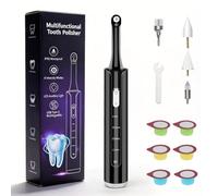 Tooth Polisher and Plaque Remover for Teeth, Electronic Teeth Polishing Kit | with 5 Brush Heads, 6 Polish Pastes, 4 Speed Modes and LED Light,for Daily Cleaning and Whitening
