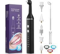Tooth Polisher Electric Teeth Whitening Kit, Surface Buffing Tool for Teeth | Teeth Polisher Built-in Rechargeable LED Light, 5 Adjustable Mode, 5 Buffing Head, 3 Polishing Paste, IPX6 Water-Resistant