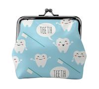 Tooth, PU Leather Coin Purse, Small Wallets, Change Pouch with Kiss Lock Clasp Buckle, Change Purse