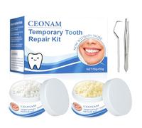 Tooth Repair Kit - 2.1 oz Temporary Fake Teeth Replacement Beads Kit in White & Ivory, Each 1.05 oz, with 3 Dental Tweezers Tools for Temporary Restoration of Missing & Broken Teeth