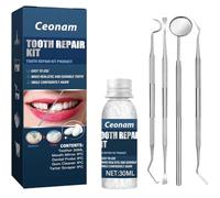 Tooth Repair Kit - Temporary Fake Teeth Replacement Kit with Dental Mirror Tools for Temporary Restoration of Missing & Broken Teeth Replacement Dentures