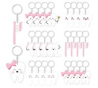 Tooth Shape Keychain Pink Dentist Key Ring Cute Tooth First Tooth Party Favors 1st Teething Party Decorations for Dentist Students Office Staffs Dental Dentist Gift Handbag Pendant Party Favors