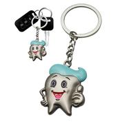 Tooth Shape Keychain | Tooth Key Ring With Split Ring Design | Creative Design Shape Alloy Keychain For Dentist, Patients, Birthday, Graduation, And Party Favors, Decorative Or