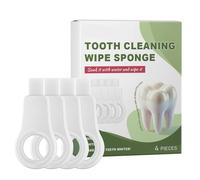 Tooth Sponge Cleaning Wipe - 4 Pieces Grown Up Mouth Hygiene, Moistened Texture Teeth Polisher, Portable Care Product for Vacation Office Trip | Dorm Hostel Convenient Fast Refreshing Finger Cleaner