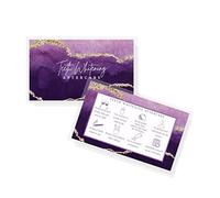Tooth Whitening Aftercare Cards | 50 Pack | Size 2x3.5" inch Business Card | Teeth Whitening Supplies | Purple and Gold Design