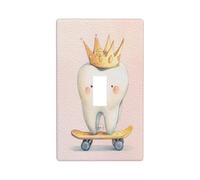 Tooth with A Crown Skating Light Switch Cover Decorative Single Toggle 1 Gang Wall Plate for Kitchen Farmhouse Bedroom Bathroom Art Decor