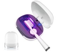 Toothbrush Covers Case San itizer and Holder with Light,Toothbrush Covers with Holder, Rechargeable Portable Toothbrush Cleaner Case（White）
