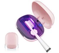 Toothbrush Covers Case San itizer and Holder with Light,Toothbrush Covers with Holder, Rechargeable Portable Toothbrush Cleaner Case（Pink）