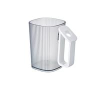 Toothbrush Cup 14oz Bathroom Cup with Comfortable Handle, 400ml Mouthwash Cup Reusable Bathroom Tumbler Easy to Clean, Durable Plastic Large Capacity Toothbrush Holders Cup(1Pcs, Grey&White)