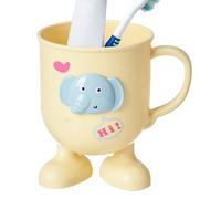 Toothbrush Cup, Elephant Mug, Cartoon Drinkware, Reusable Mouthwash Holder, BpaFree Plastik, for Kids Bathroom and Teeth Cleaning, 8.7 x 8 cm Yellow Blue