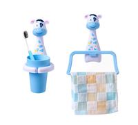 Toothbrush Cup/Towel Holder Set for Children, Toothbrush Cup Children with Toothbrush Holder, Cartoon Animals Toothbrush Holder, Toothbrush Holder without Drilling, Cleaning Agent for Babies and