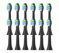Toothbrush Head, Compatible with Philips, 3100 4100 4300 5300 | 5500 6100 9000 Series, adult click-on toothbrush head(12pcs Black)