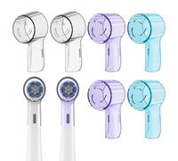 Toothbrush Head Cover, 6PCS Compatible with iO Series & Other Round Heads, Anti-Dust & Bacterial Protective Cap Set, Flexible Washable Covers in Clear, Light Purple & Blue for Bathroom Hygiene