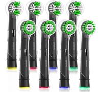 Toothbrush Head with Cover Cap Compatible with Oral B Pro 1 3 Junior Kids Vitality Pro Expert Electric Toothbrush-4 Sensitive 4 Precision (8 Black)
