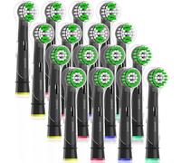 Toothbrush Head with Cover Cap Compatible with Oral B Pro 1 3 Junior Kids Vitality Pro Expert Electric Toothbrush-8 Sensitive 8Precision (16 Black)