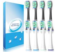 Toothbrush Heads Compatible with Philips Sonicare Electric Toothbrush, Replacement Brush Heads Fit for Sonicare 3100 4100 4300 5300 5500 6100 9000, 4 White+4 Black