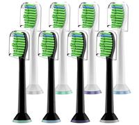 Toothbrush Heads Compatible with Philips Sonicare Electric Toothbrushes, 8pcs Replacement Brush Heads Fit for Any Philips Sonicare Snap-on Toothbrushes, 4pcs White and 4pcs Black