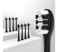 Toothbrush Heads for HYCHIKA P2 Electric Toothbrush, 8 Pcs Professional Electric Brush Heads Adopt Soft and Flexible Dupont bristles for Deeper Plaque Removal, Black